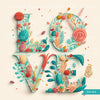 Love cards, printable love stickers, floral prints, love word art, love word printable, love word clip art, love letters png, valentine card