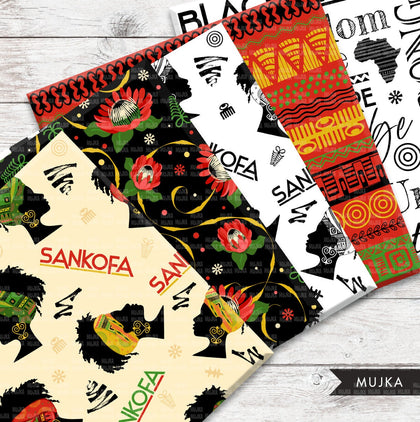Black History digital papers, African digital papers, African patterns, Juneteenth digital patterns, seamless digital patterns, geometric