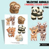 Valentine animals png, animal couples png, cute deer sticker, cute panda clipart, cute sloth stickers, cute bunny png, cute valentine gifts