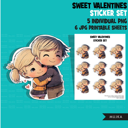 Valentine's Day stickers, Cute kids stickers, couples png, valentine clipart, valentine, printable stickers, valentines day cute gifts