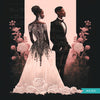 Black couple wall art, black couple printable cards, wedding invitations, bridal shower invitations, bride and groom clipart, black bride valentines