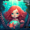 Mermaid wall art, printable mermaid decor, sublimation designs, cute mermaid clipart, undersea watercolor clipart, mermaid background png, girl