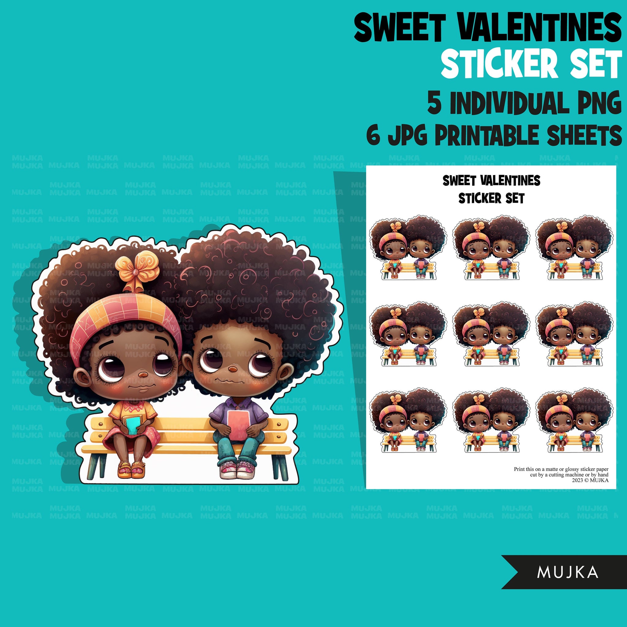 Valentine's Day stickers, Cute black kids stickers, couples png, valentine clipart, valentine, printable stickers, valentines day cute gifts