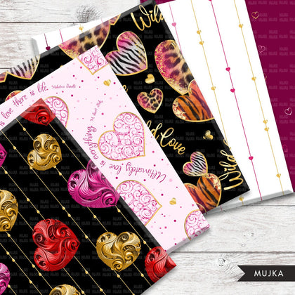 Valentines Day Digital papers, heart digital papers, valentine seamless patterns, heart pattern, love wrapping paper,love digital background