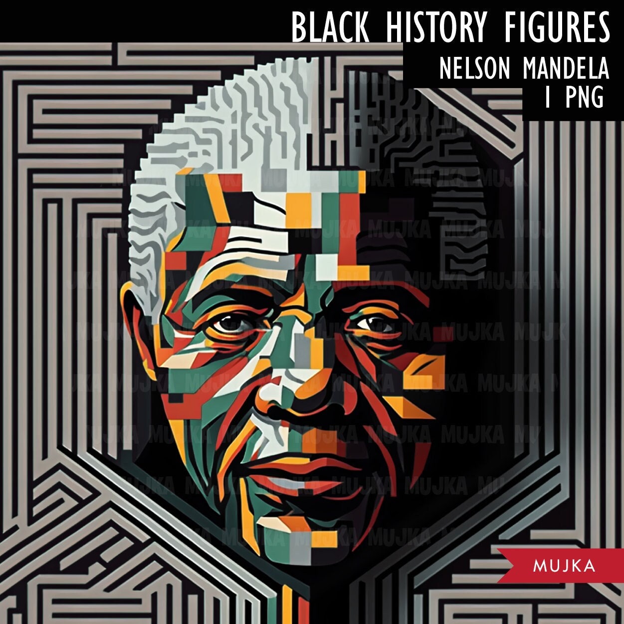 Black History PNG, Nelson Mandela poster, Black History Cards, printable Black History Art, Black History wall art, sublimation design