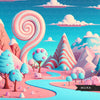 Candy land backgrounds, candy land birthday backdrops, decorations, candy land birthday, candy background, candy land theme, template, png