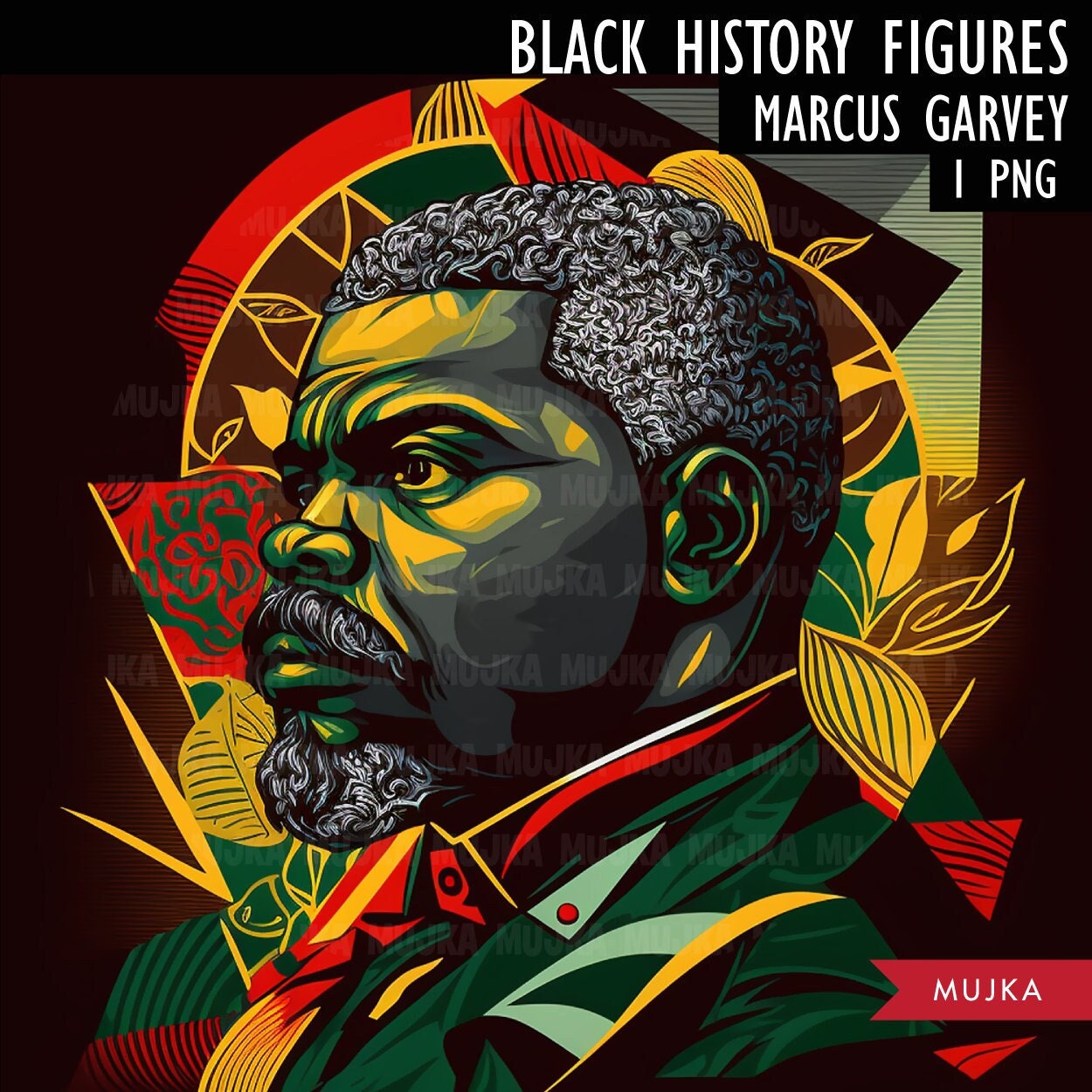 Black History PNG, Marcus Garvey poster, Black History Cards, printable Black History Art, Black History wall art, sublimation design
