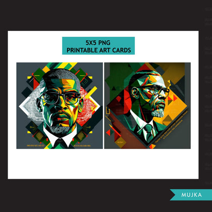 Black History PNG, Malcolm X Png, Black History art Card, Black History wall art, sublimation design, Malcolm X posters, BHM designs