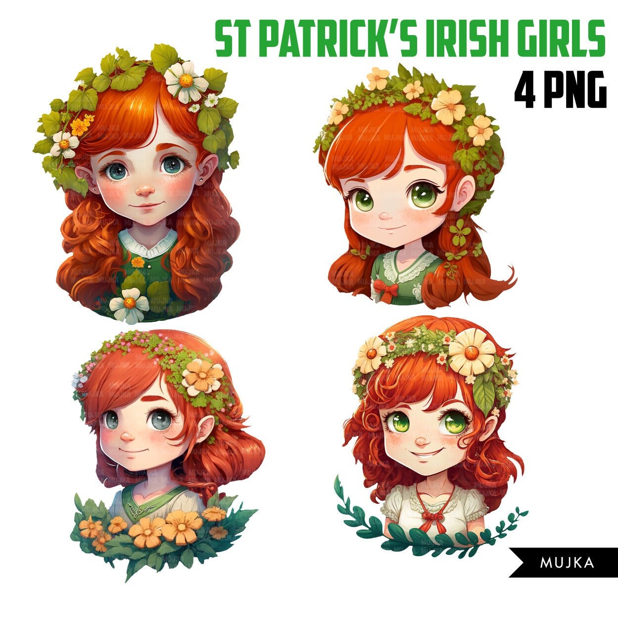 St Patricks Day art, Irish art, irish girls png, St Patricks Day Png, Cute girls graphics, red head girls png, St Patricks Day clipart