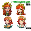 St Patricks Day art, Irish art, irish girls png, St Patricks Day Png, Cute girls graphics, red head girls png, St Patricks Day clipart