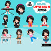 Cute girl png Bundle, dark brunette little girl art, little girl digital stickers, birthday graphics, cute girl bundle, planner stickers