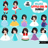 Cute girl png Bundle, dark brunette little girl art, little girl digital stickers, birthday graphics, cute girl bundle, planner stickers