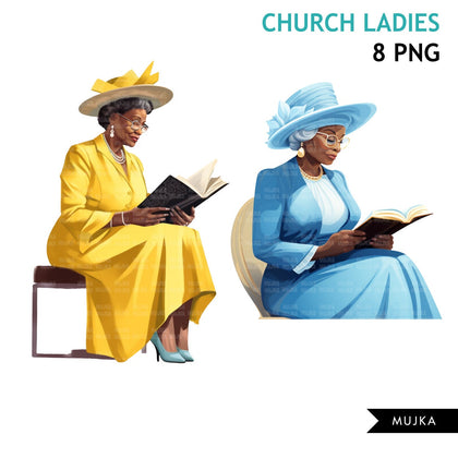 Praying Sisters PNG Clipart, Church Hat, Bible reading, Senior Religious Black Women, Bible png, Bible journal, planner sticker, Bible vibes