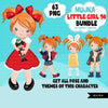 Cute girl png Bundle, Ginger hair little girl art, little girl digital stickers, birthday graphics, cute girl bundle, planner stickers