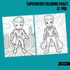 Superhero Coloring Pages, Printable coloring book for boys, Kids Coloring Book, Superhero birthday, instant download PNG black and white
