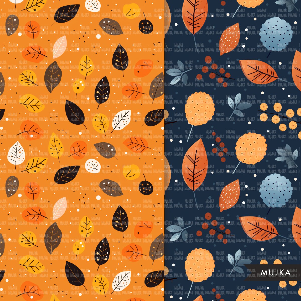 Fall leaves Digital papers, Autumn seamless patterns, leaves printable pattern, digital background, fall leaves png, fall background