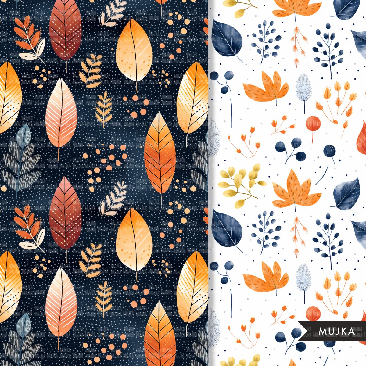 Fall leaves Digital papers, Autumn seamless patterns, leaves printable pattern, digital background, fall leaves png, fall background