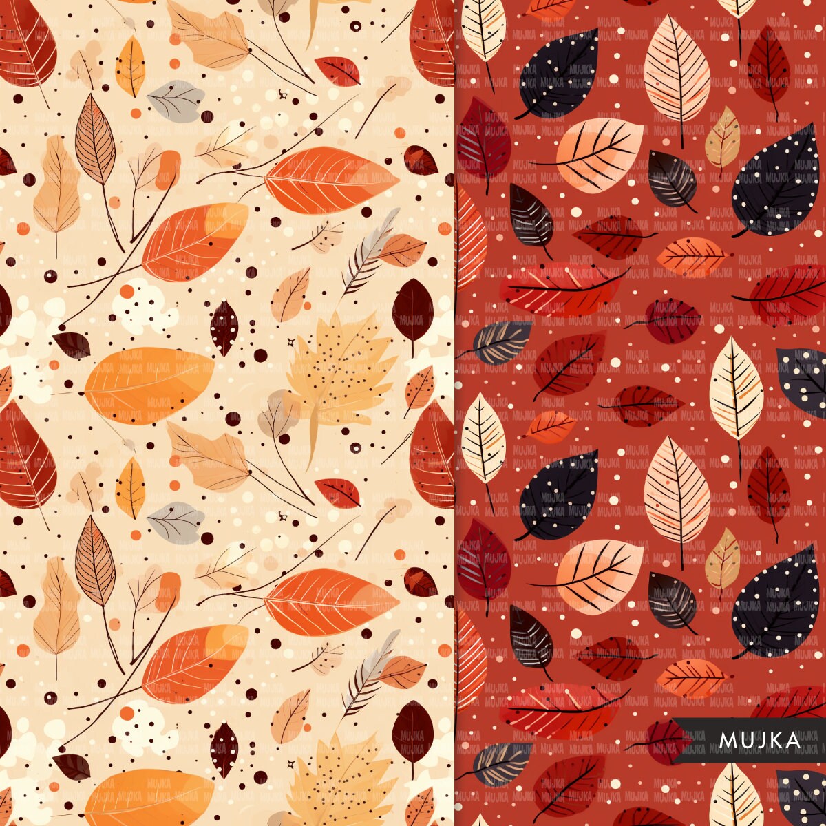 Fall leaves Digital papers, Autumn seamless patterns, leaves printable pattern, digital background, fall leaves png, fall background