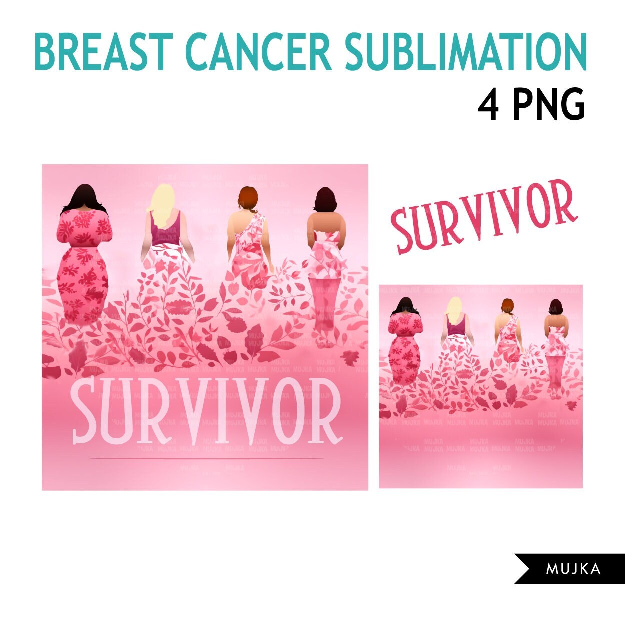 Breast cancer PNG, black woman art graphics, survivor clipart, pink ribbon png, Sublimation design digital download, ethnic diverse women