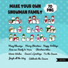 Snowman family Png Clipart Bundle, Christmas custom family portraits, Create your own stickers, cute snowman digital designs, sublimation