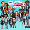 Biracial Couples Valentines PNG Bundle, Biracial Clipart Sublimation designs, Chibi Art Illustrations, Digital download, planner stickers