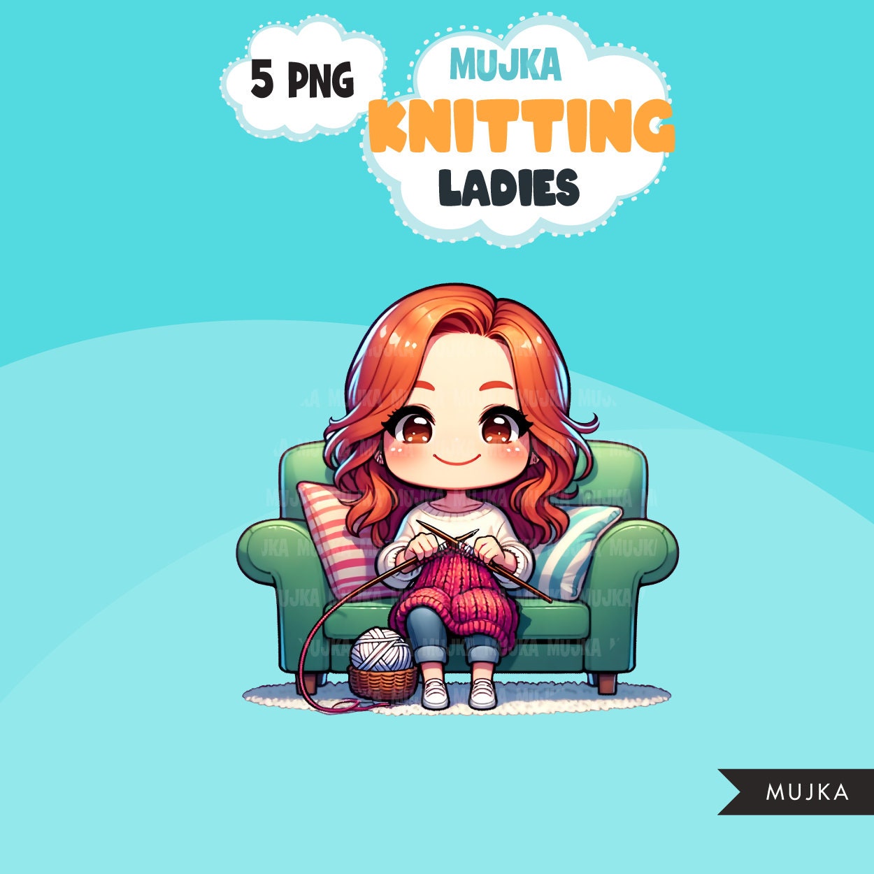 Knitting PNG clipart, Cute knitting girls art, Knitting sublimation designs, logo design, hobby graphics, knitting digital download stickers