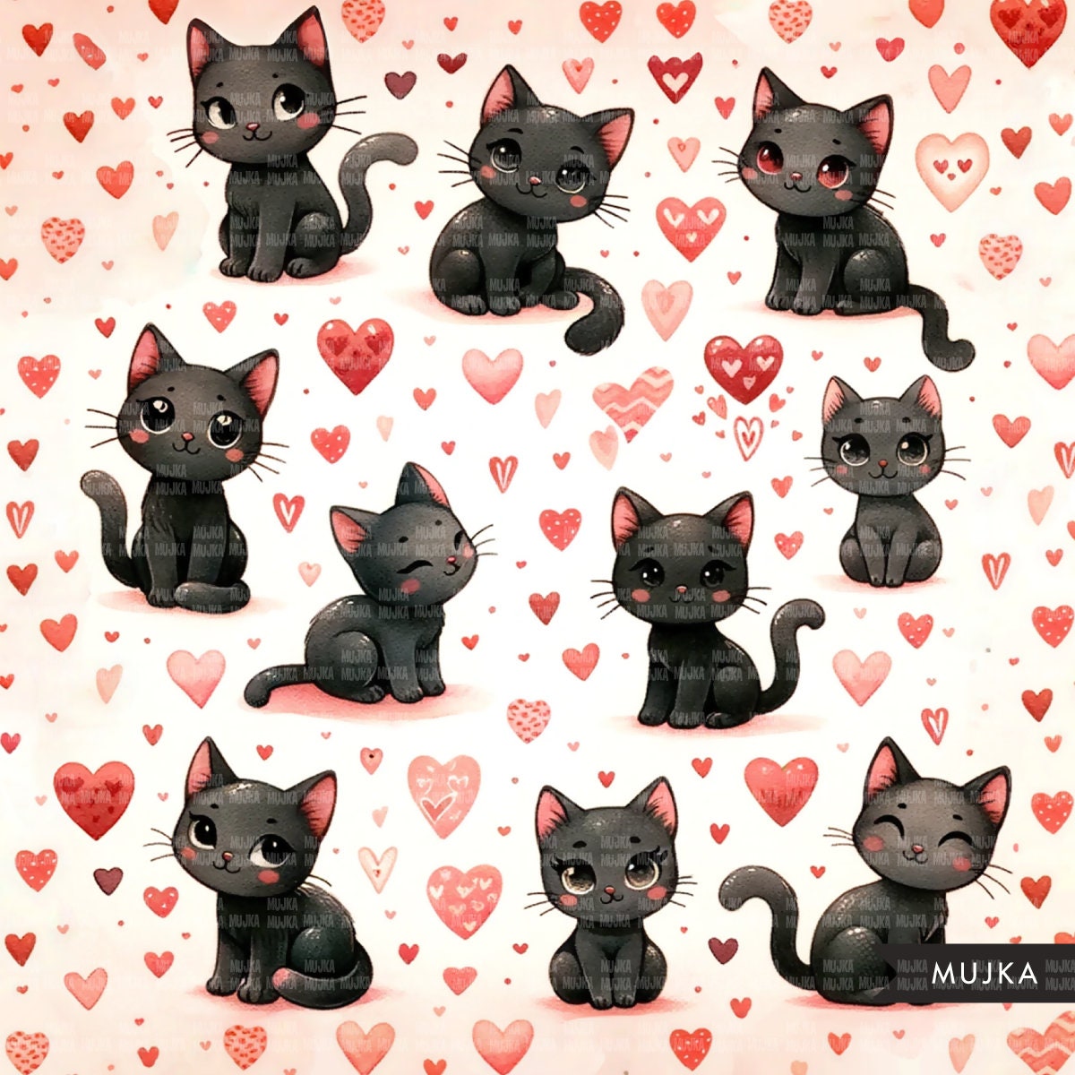 Cat backgrounds for Valentines Day, digital papers, cat sublimation designs, cat patterns, digital cat prints, cat craft papers, png files