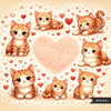 Cat backgrounds for Valentines Day, digital papers, cat sublimation designs, cat patterns, digital cat prints, cat craft papers, png files