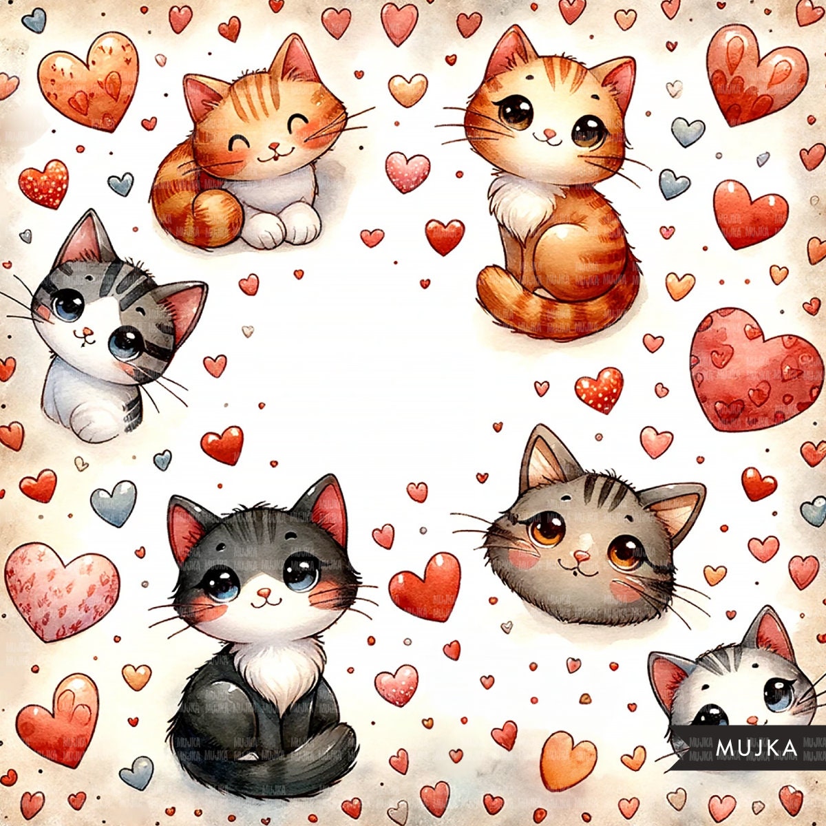 Cat backgrounds for Valentines Day, digital papers, cat sublimation designs, cat patterns, digital cat prints, cat craft papers, png files