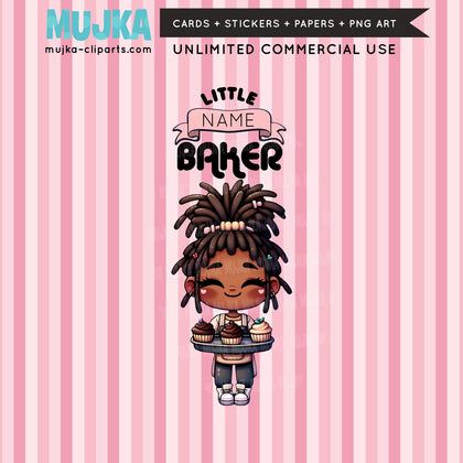 Cupcake Baking PNG Clipart Bundle, Little girl Sublimation designs, Chibi Art Digital download, planner stickers, baking party graphics