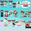 Cute girl png Bundle, Brunette pigtails little girl art, little girl digital stickers, birthday graphics, cute girl bundle, planner stickers