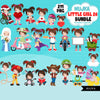 Cute girl png Bundle, Brunette pigtails little girl art, little girl digital stickers, birthday graphics, cute girl bundle, planner stickers