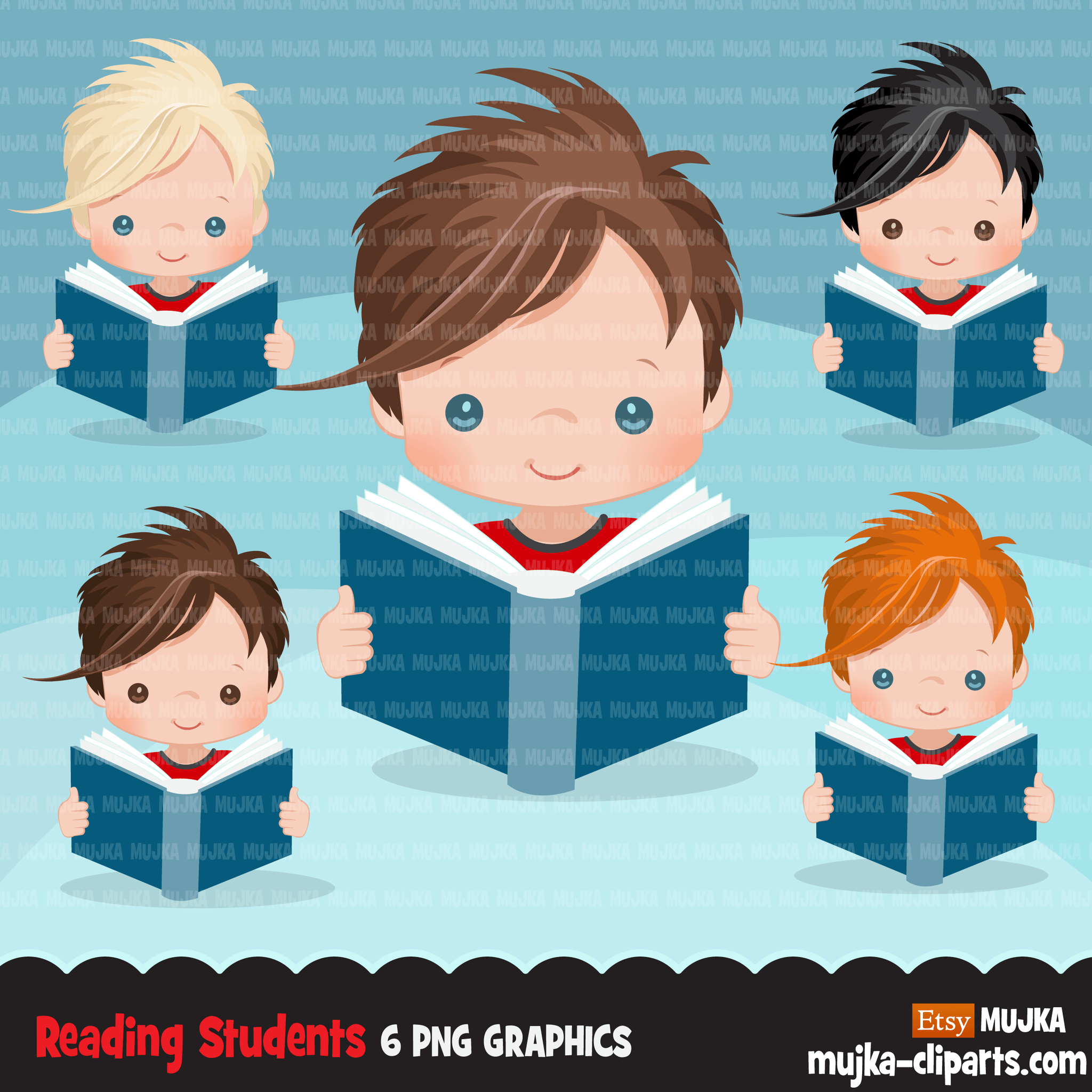 School Education Clipart Bundle. Students, graduates, teachers, distant learning and school elements graphics, boys girls