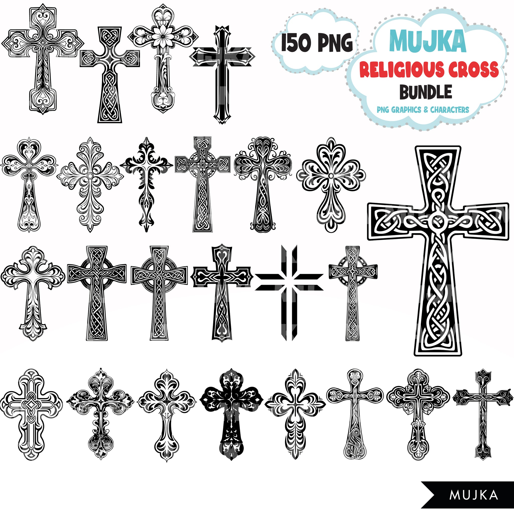 Religious Cross PNG Bundle, Christian png, Cross clipart, Catholic png –  MUJKA CLIPARTS