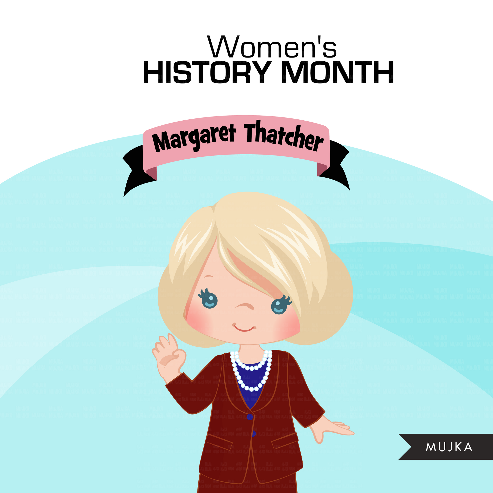 Women's History Month figures PNG clipart bundle, Marie Curie, Ada Lovelace, Mother Teresa, Virginia Woolf, Rosa Parks, Anne Frank image PNG