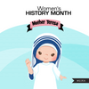 Women's History Month figures PNG clipart bundle, Marie Curie, Ada Lovelace, Mother Teresa, Virginia Woolf, Rosa Parks, Anne Frank image PNG