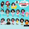 Cute girl png Bundle, black curly hair girl art, little girl digital stickers, birthday graphics, cute children bundle, planner stickers
