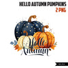 Hello Autumn png, fall pumpkin sublimation designs, digital fall graphics, fall t-shirt designs, pumpkin patch background, autumn png