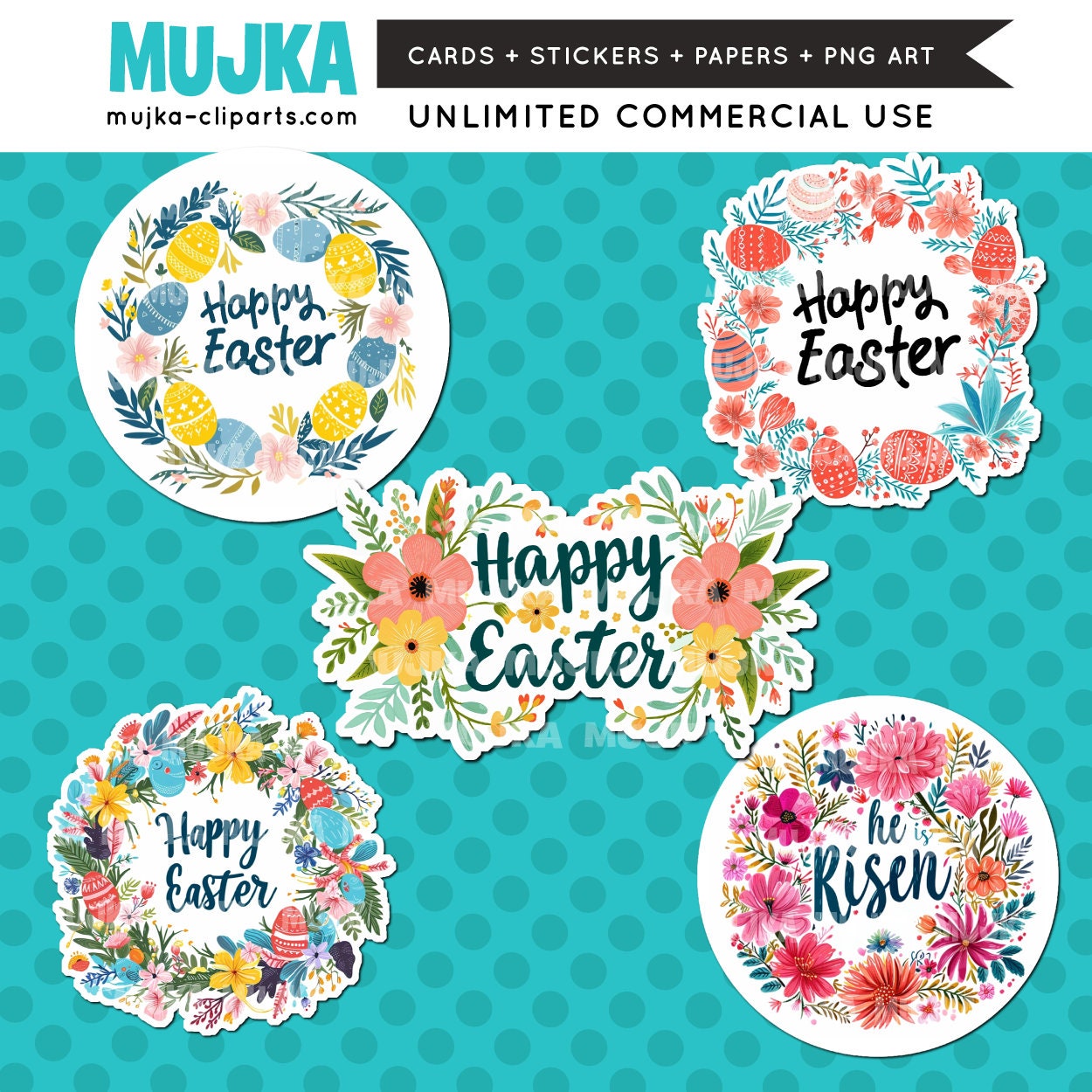 Easter Stickers, printable stickers, Sublimation designs, Religious Stickers, floral stickers, PNG Digital download, Floral Easter Frames