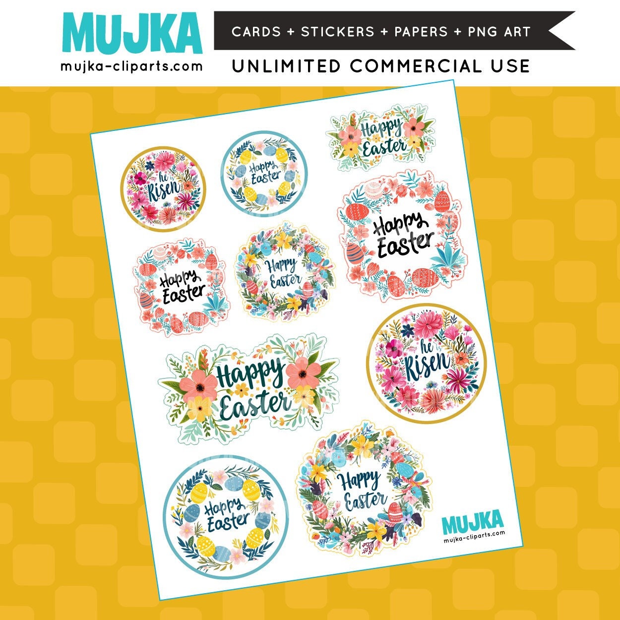 Easter Stickers, printable stickers, Sublimation designs, Religious Stickers, floral stickers, PNG Digital download, Floral Easter Frames