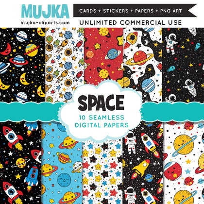 Papéis digitais espaciais, planetas png, fundo de astronauta, fora deste espaço, padrão para impressão de foguetes, fundo digital, papéis de scrapbook