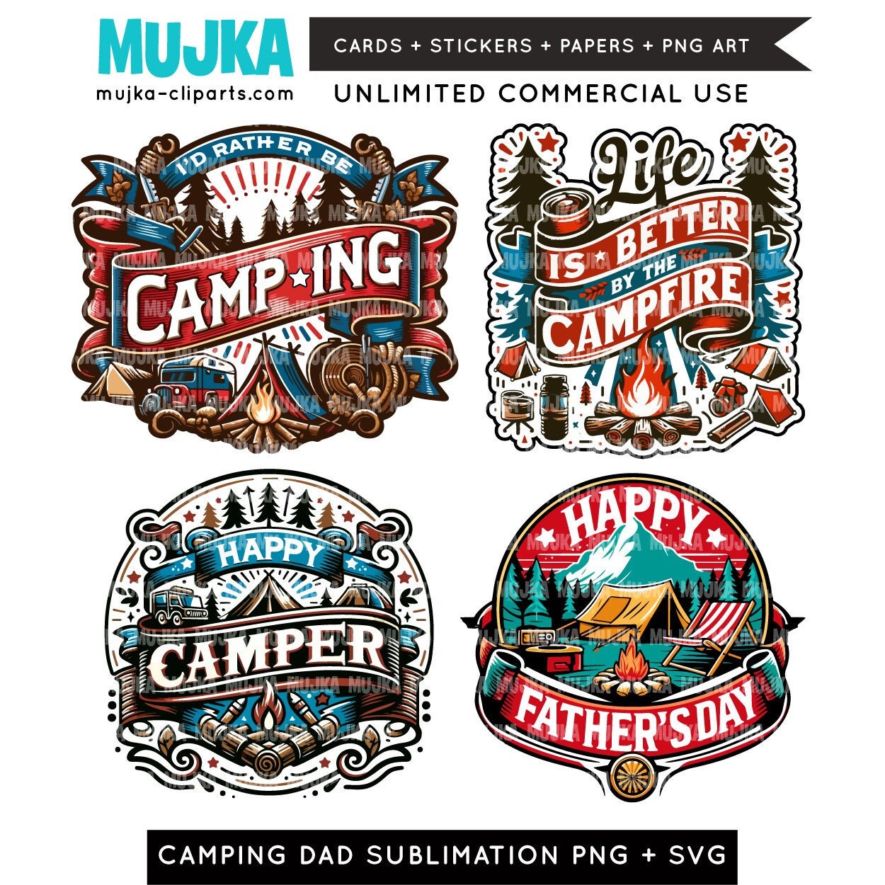 I'd Rather be Camping Png SVG, Life is better by the Campfire png, Sublimation Design, Camping Dad SVG, Father's day Gift, Camper Tshirt SVG