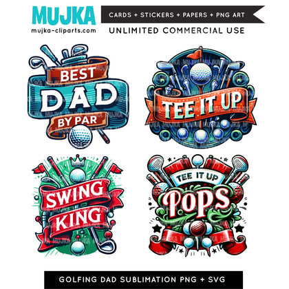 Best Dad by Par PNG SVG, Golfing Dad Png Bundle, Sublimation design download, Golf Life SVG, Tee it Up pops Png, Fathers Day Gift Clipart