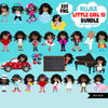 Afro Girl PNG Clipart Bundle, Cute Black Girl Art, Cute digital planner stickers, teacher graphics, Homeschooling, educational printables