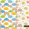 Cute Rainbow Digital papers, Kawaii baby seamless background, nursery background printable pattern, baby digital background, scrapbook paper
