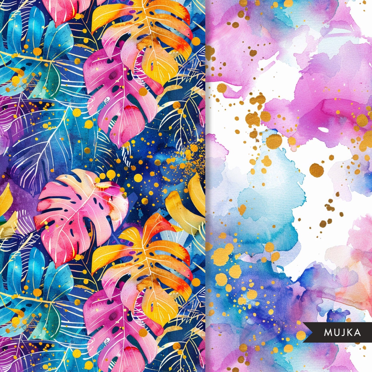 Tropical Floral Digital papers, flower summer pattern background, wate – MUJKA CLIPARTS tropical-floral-digital-papers-flower-summer-pattern-background-wate-mujka-cliparts