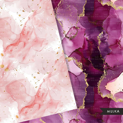 Alcohol Inks Digital Paper, Watercolor Blush Gold Seamless Patterns, Abstract Sublimation Digital Download, PNG, Abstract Scrapbook Papers