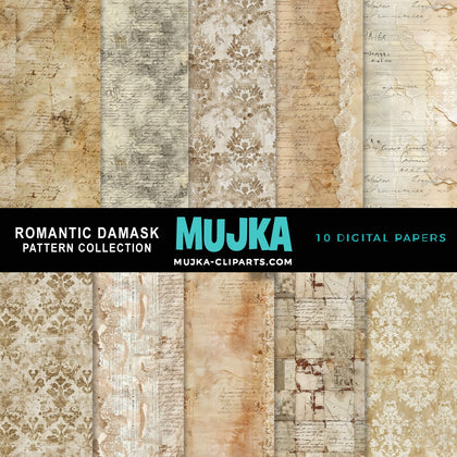 Grunge Damask Digital Paper, Old letters, Distressed Seamless Patterns, Sublimation Digital Download, PNG, Watercolor Scrapbook Papers