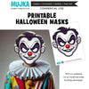 Halloween Mask, Printable Face Mask, Scary Clown mask, Halloween activity, Digital Download games,  Cute paper crafts, digital printable PNG