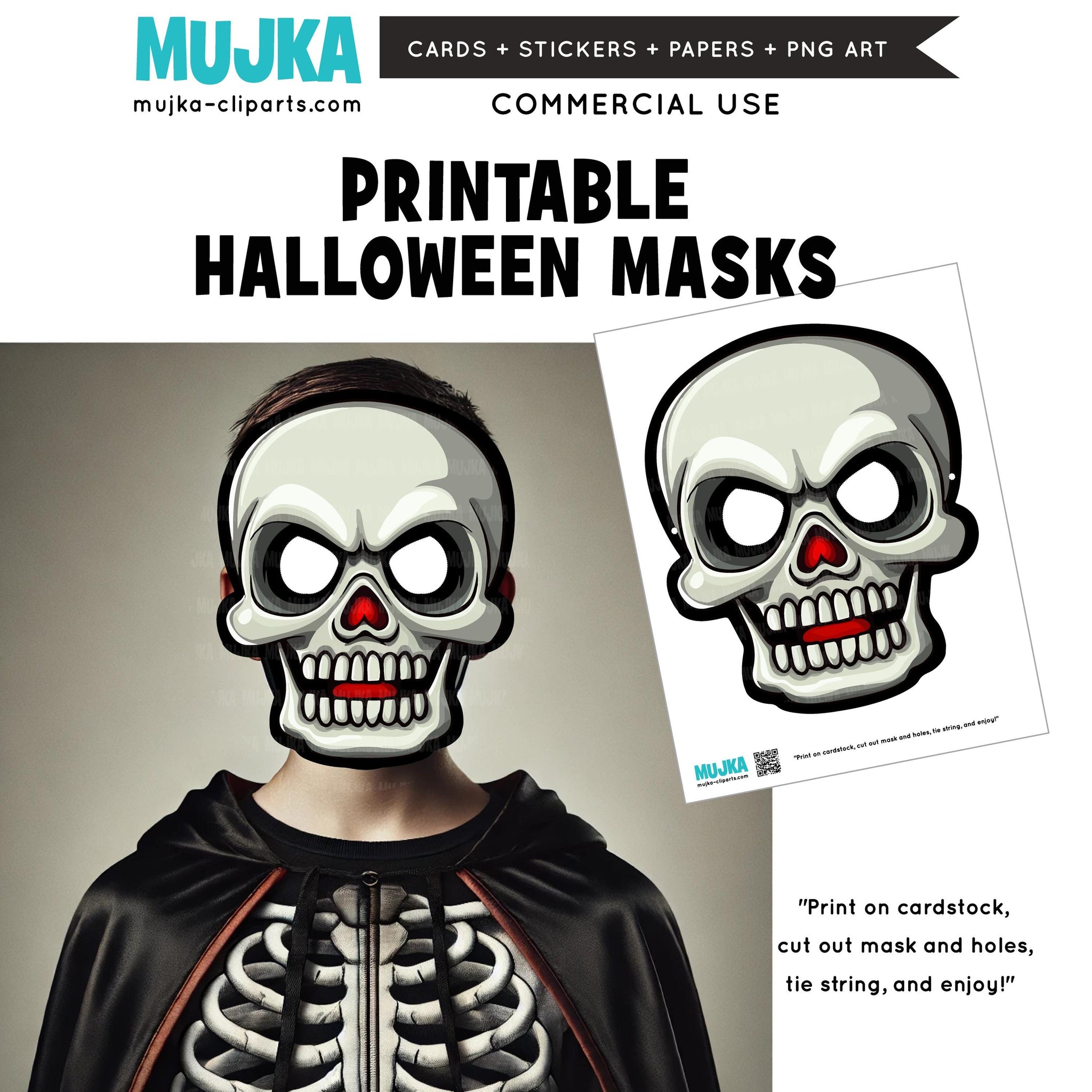 Halloween Mask, Printable Face Masks, skull masks, zombie masks, mummy masks, JackoLantern masks, papercraft games, digital printable PNG